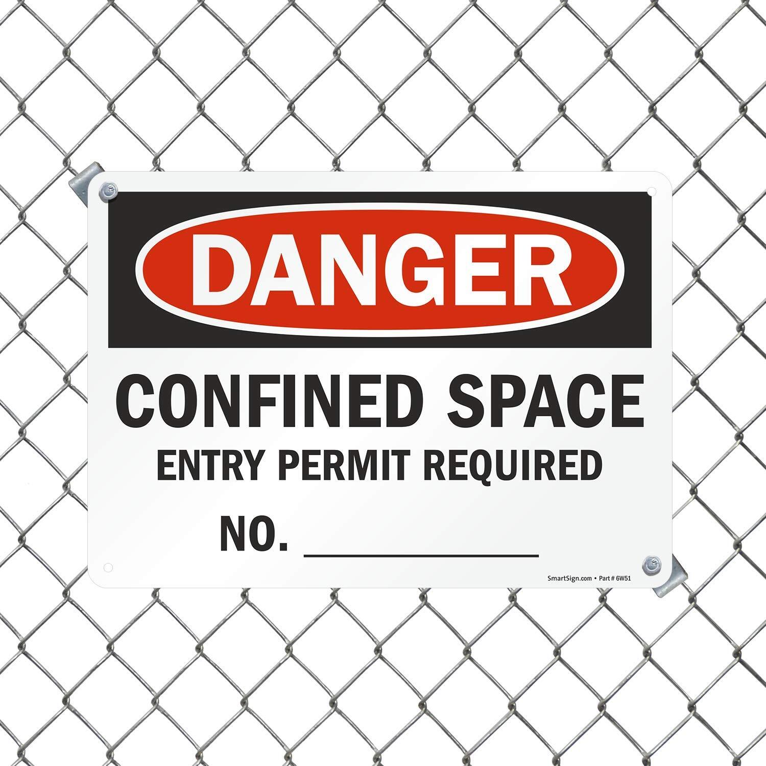 10×14 inch Danger Sign Confined Space Entry Permit Required Aluminum Signage