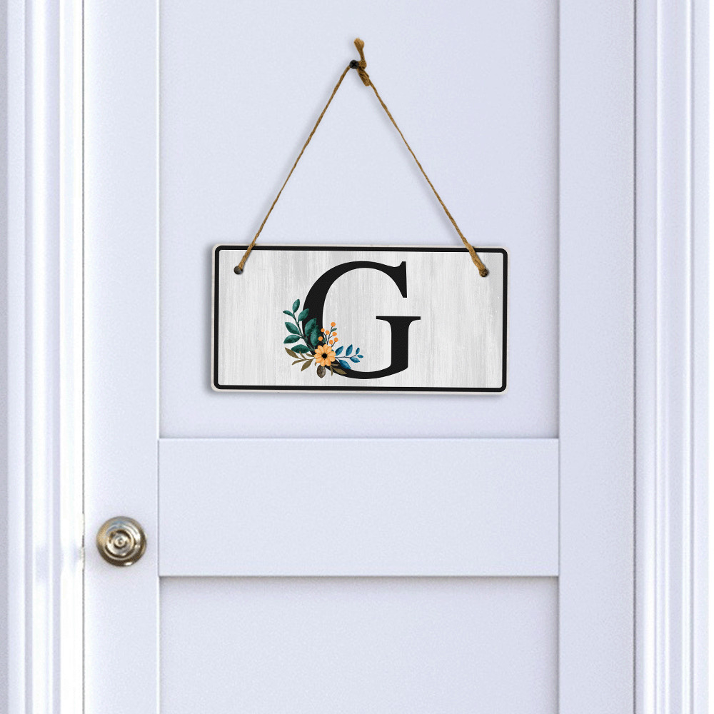 G Flower Decor 5×10 Hanging Wall or Door Sign | Alphabet Letter Room Decoration
