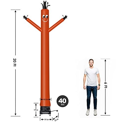 20ft Orange Inflatable Tube Man with 1HP Blower Complete Set