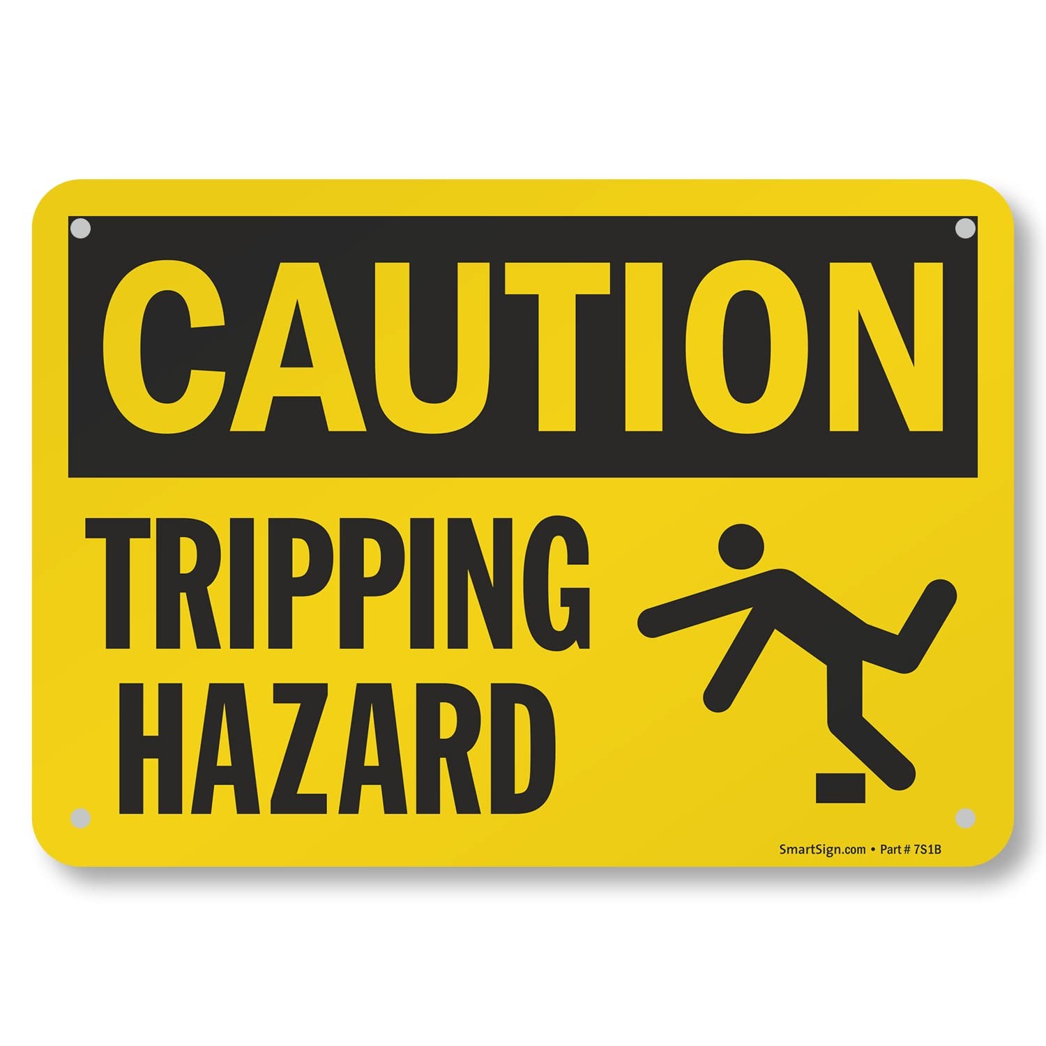 Caution Tripping Hazard Sign 7×10 Inch Aluminum Black On Yellow Safety