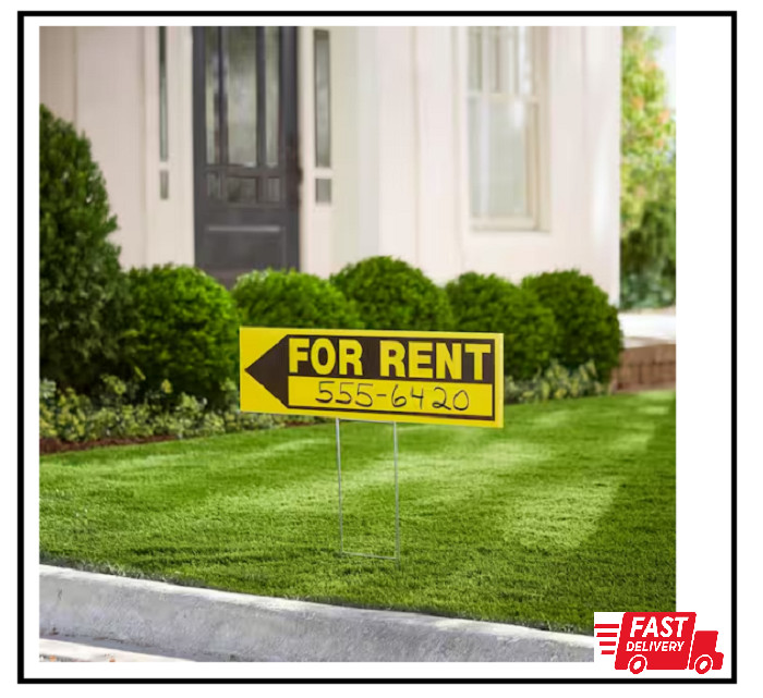 6 In. X 24 In. Plastic for Rent Sign
