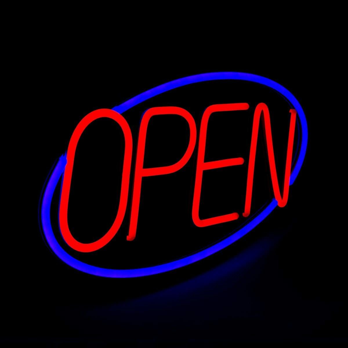 OPEN Sign Oval LED For Business Window 10 Flashing & Scrolling Modes 20&Prime; x 10&Prime;