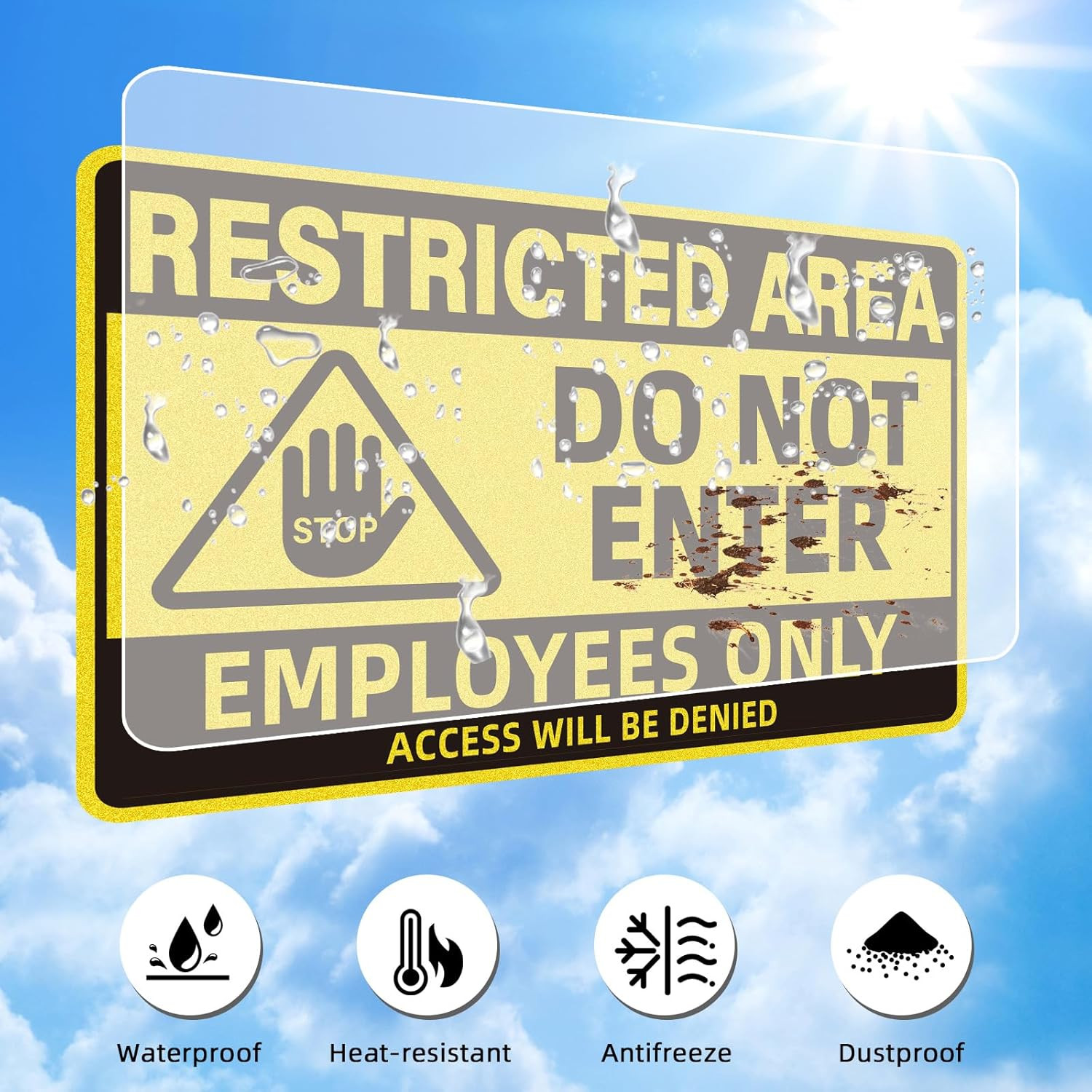 Restricted Area Employees Only Office Sign 10×7 Workshop Safety Decals 2 Pack