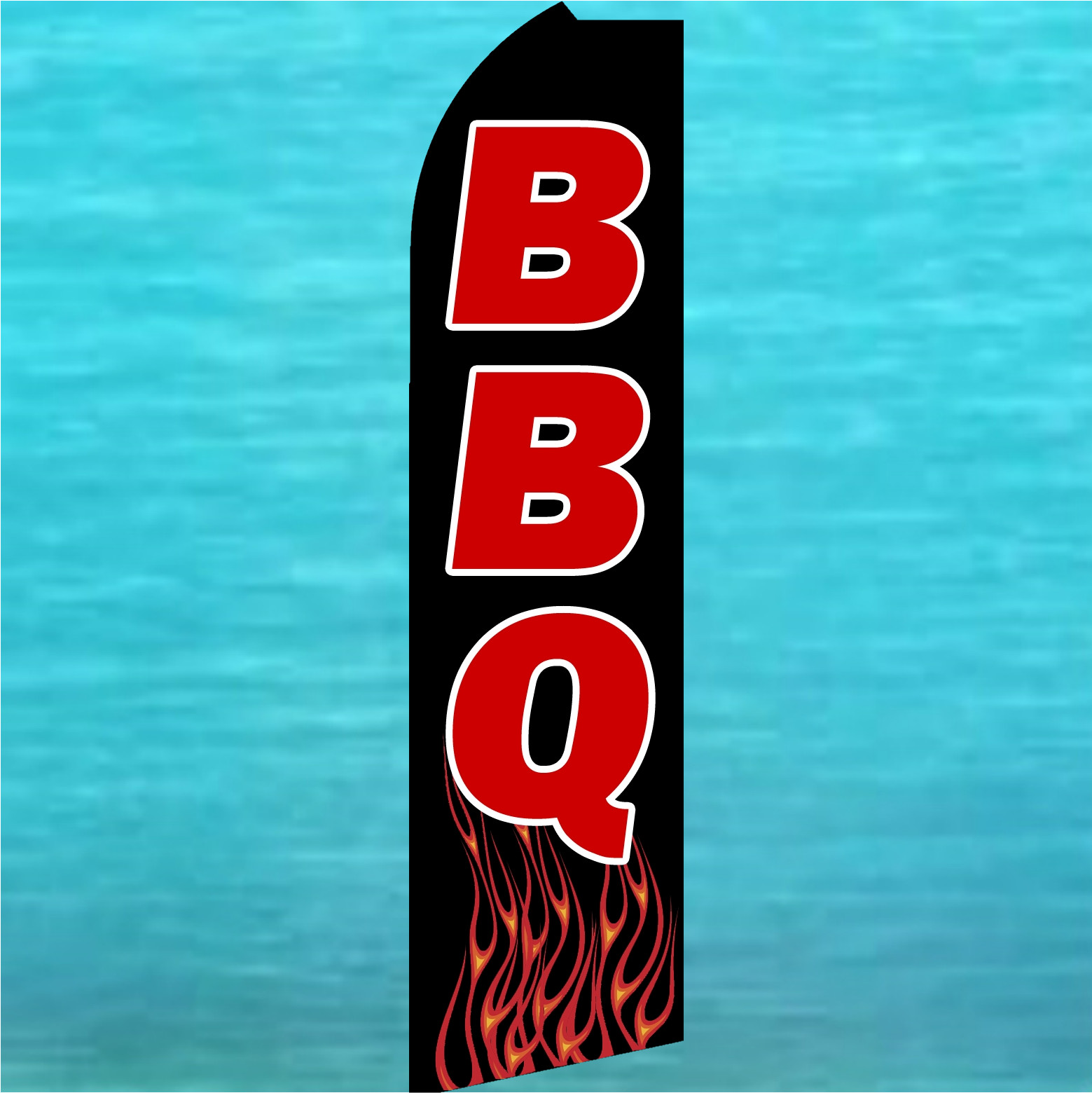 BBQ FLUTTER FLAG Tall Barbeque Advertising Sign Feather Swooper Bow Banner