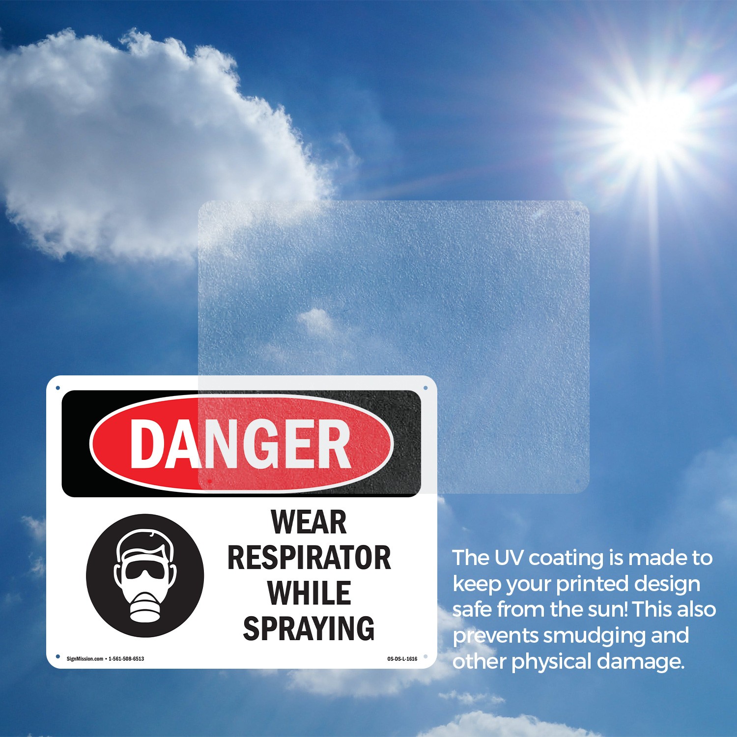 Wear Respirator While Spraying OSHA Danger Sign Metal,, Decal 5 or 10 Pack