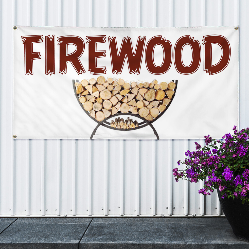 Vinyl Banner Sign Firewood #1 Style C Business Marketing Advertising White