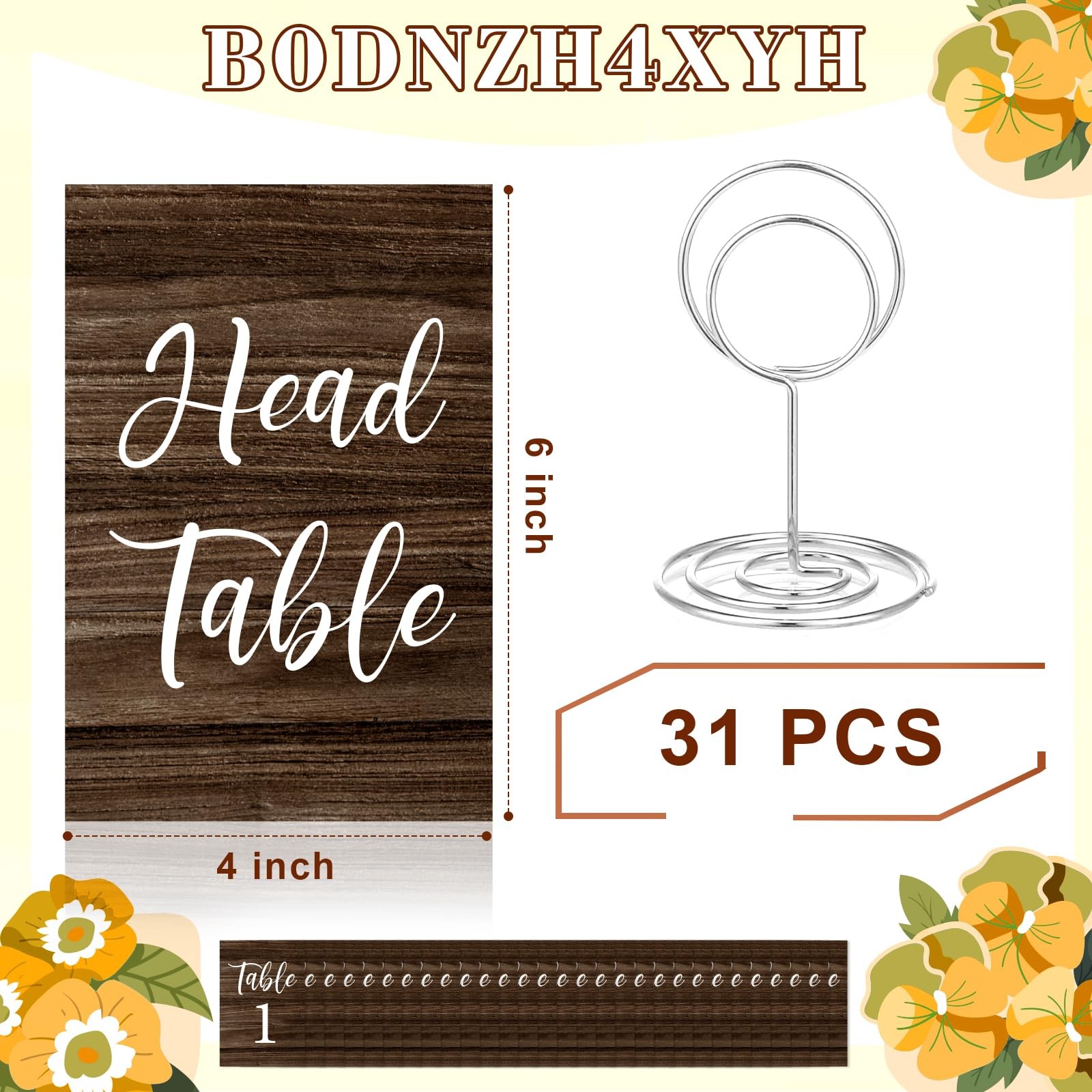Rustic Wedding Table Numbers 130 Cards Holders Signs Reception 4×6 Inch