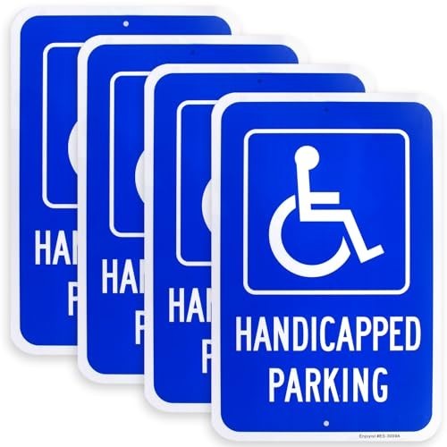 4 Pack Large Handicapped Parking Signs – 18&Prime;x12&Prime; Reflective, Rust-Free, Weatherp