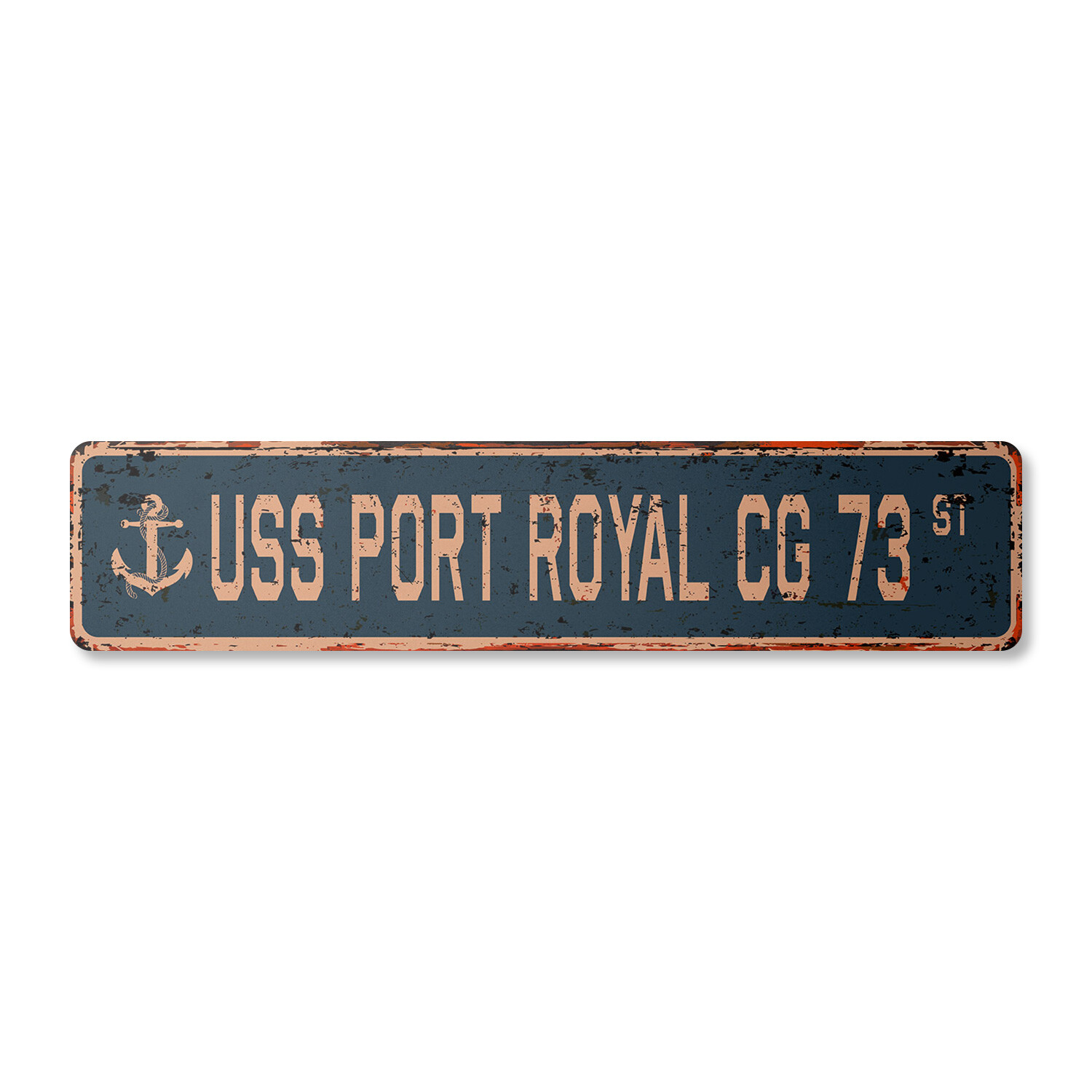 USS PORT ROYAL CG 73 Vintage Street Sign us navy ship veteran sailor rustic gift
