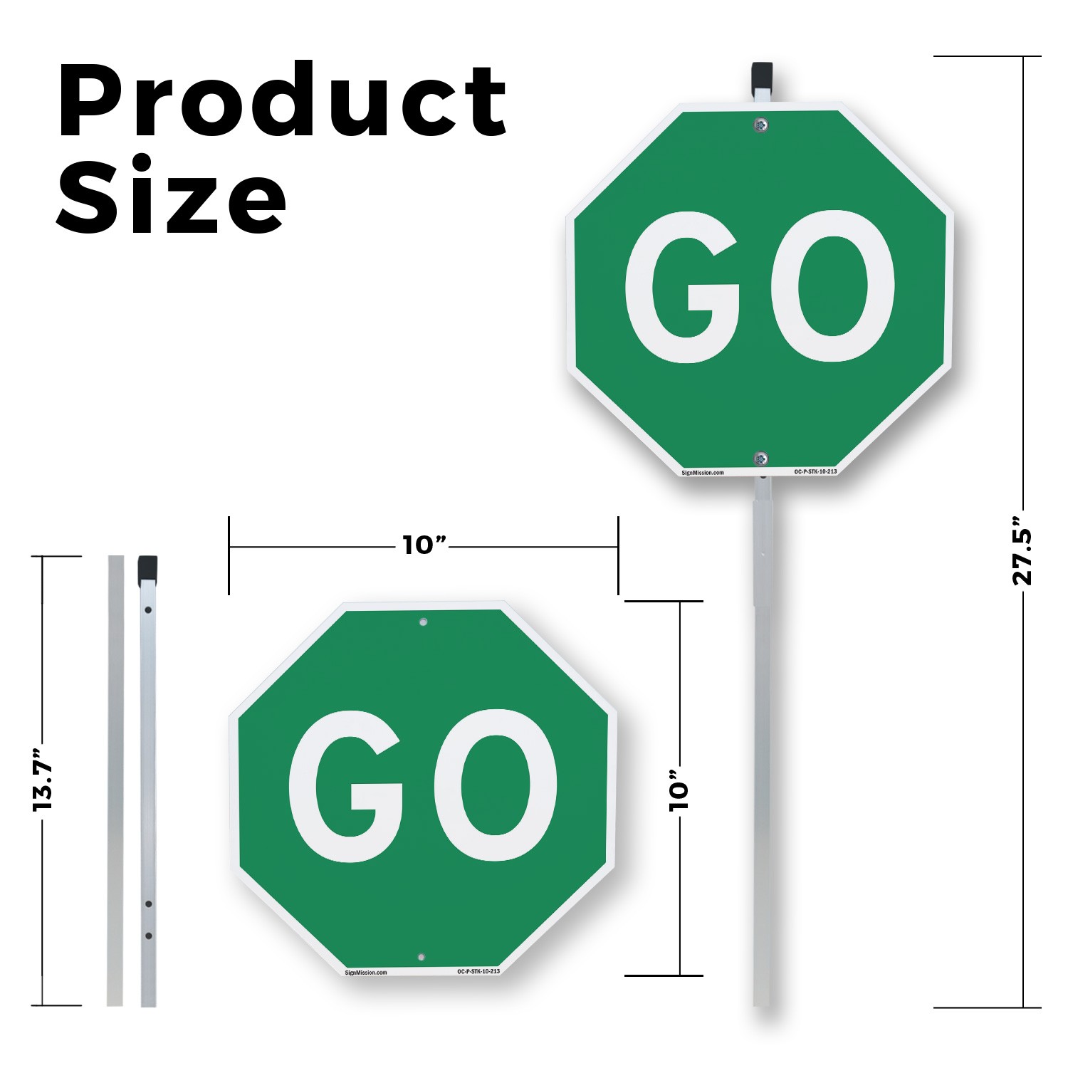 Go Octagon Sign With Stake Weather Resistant UV Protected for Workplace