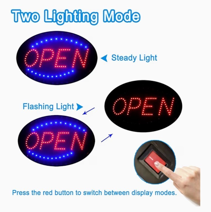 19&Prime;X 10&Prime; Large LED Open Sign wit Switch High Bright Visibility Business US Stock