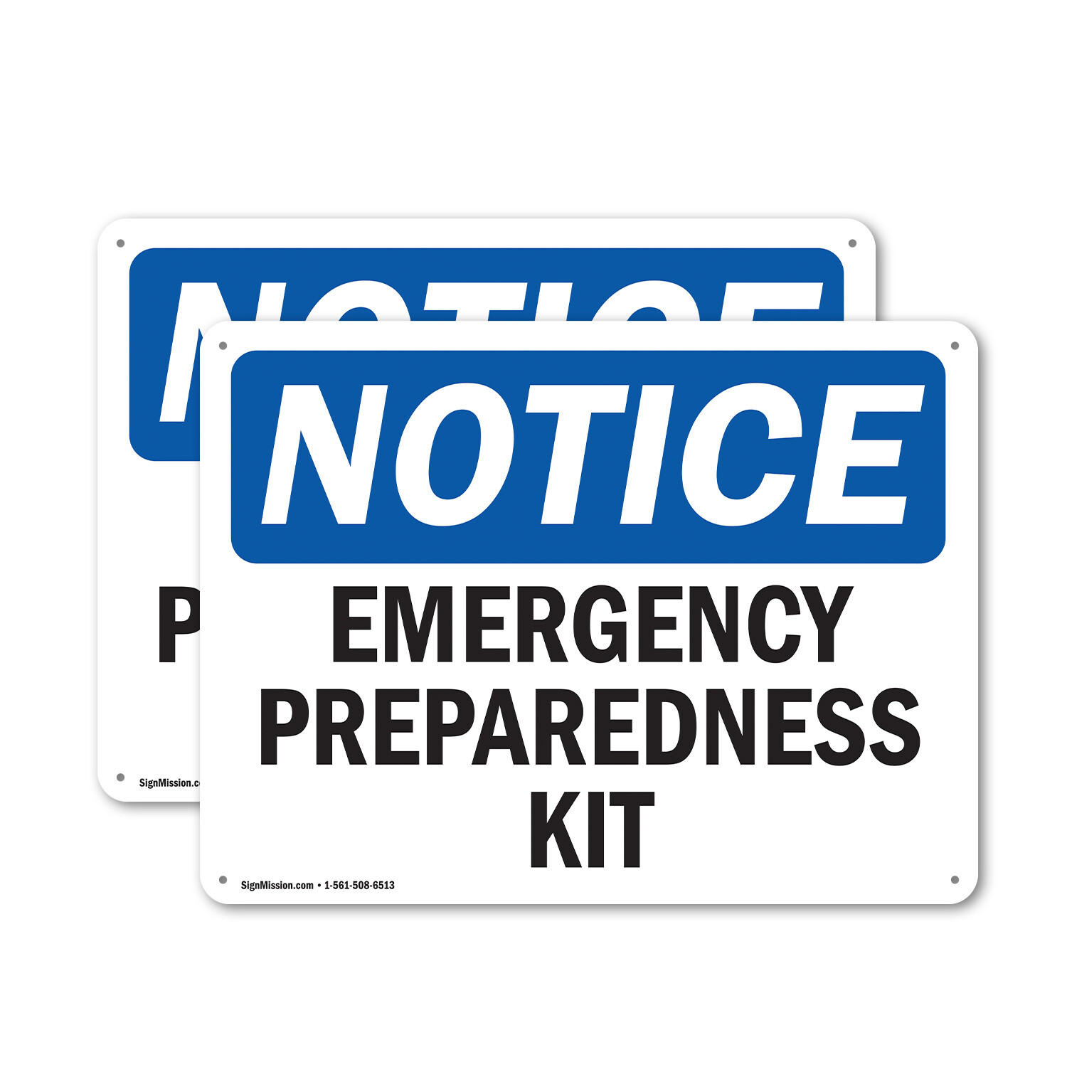 (2 Pack) Emergency Preparedness Kit OSHA Notice Sign Decal Metal Plastic