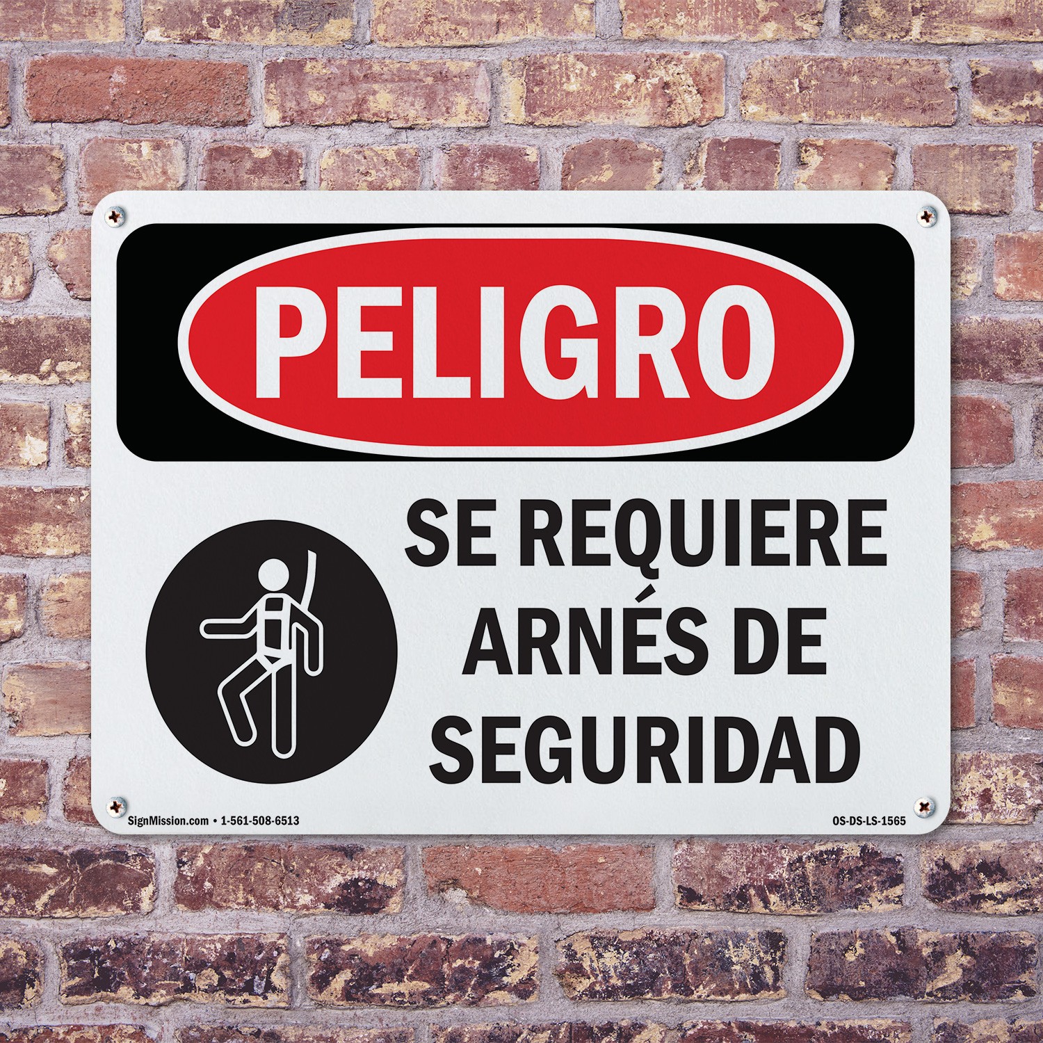 Safety Harness Required Spanish OSHA Danger Sign Metal,, Decal 5 or 10 Pack