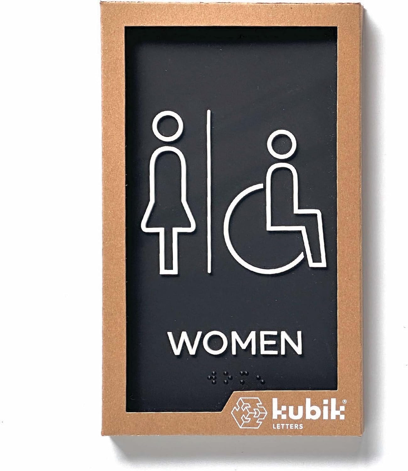 Premium Women + Accessible Restroom Signs for Business, ADA Unisex Bathroom Sign
