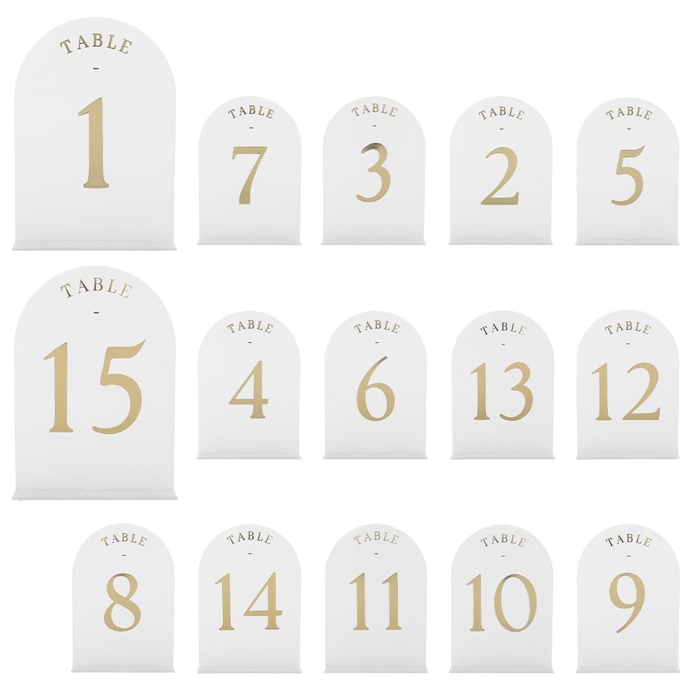 Wedding Table Numbers 115 Frosted Arch 5×7 Acrylic Gold Foil Print Holder