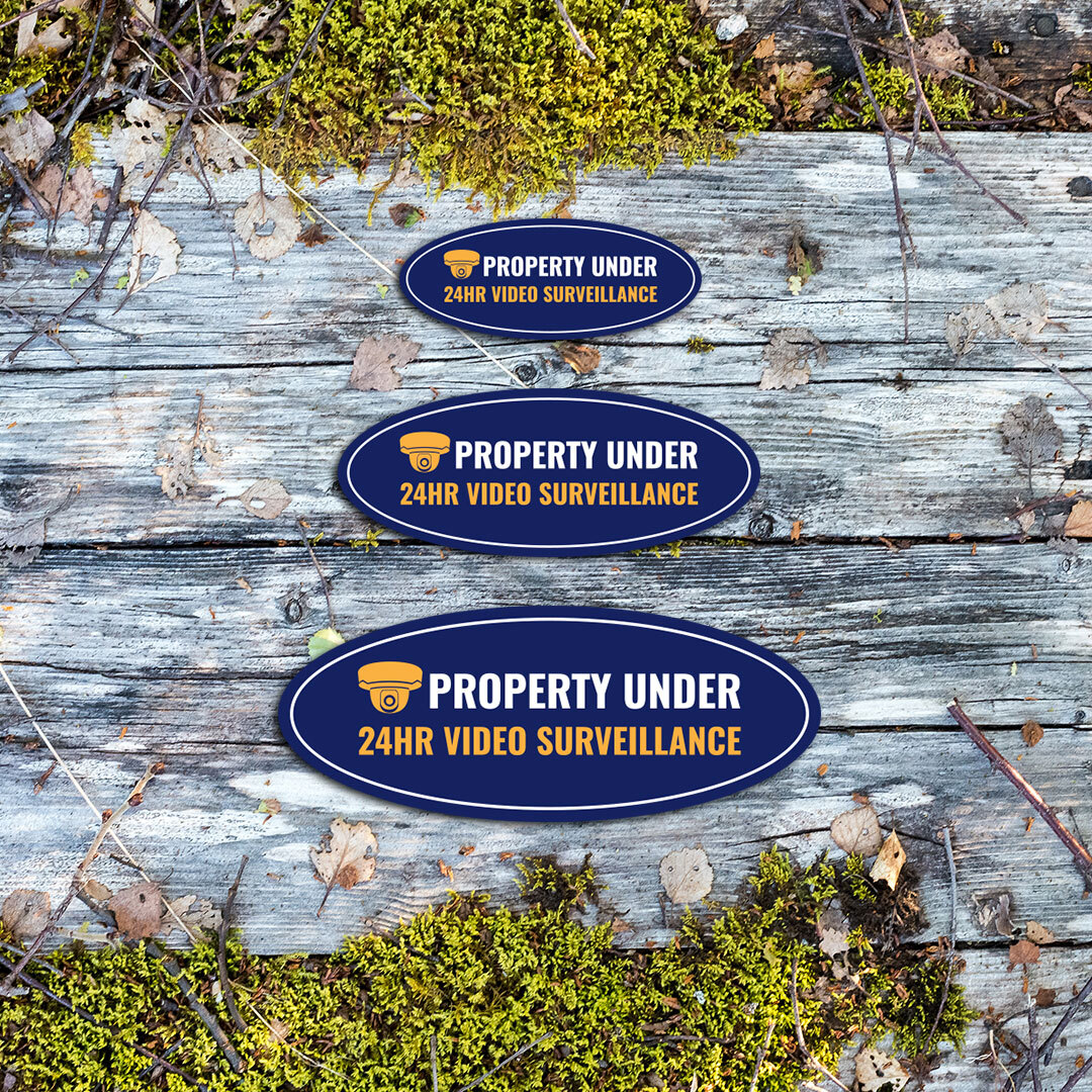 Oval Plus Property Under 24HR Video Surveillance Wall or Door Sign
