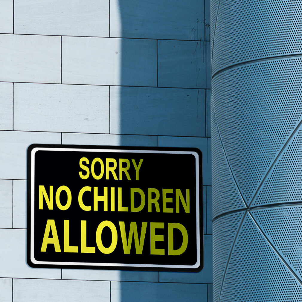 Horizontal Metal Sign Sorry No Children Allowed Weatherproof Street Signage