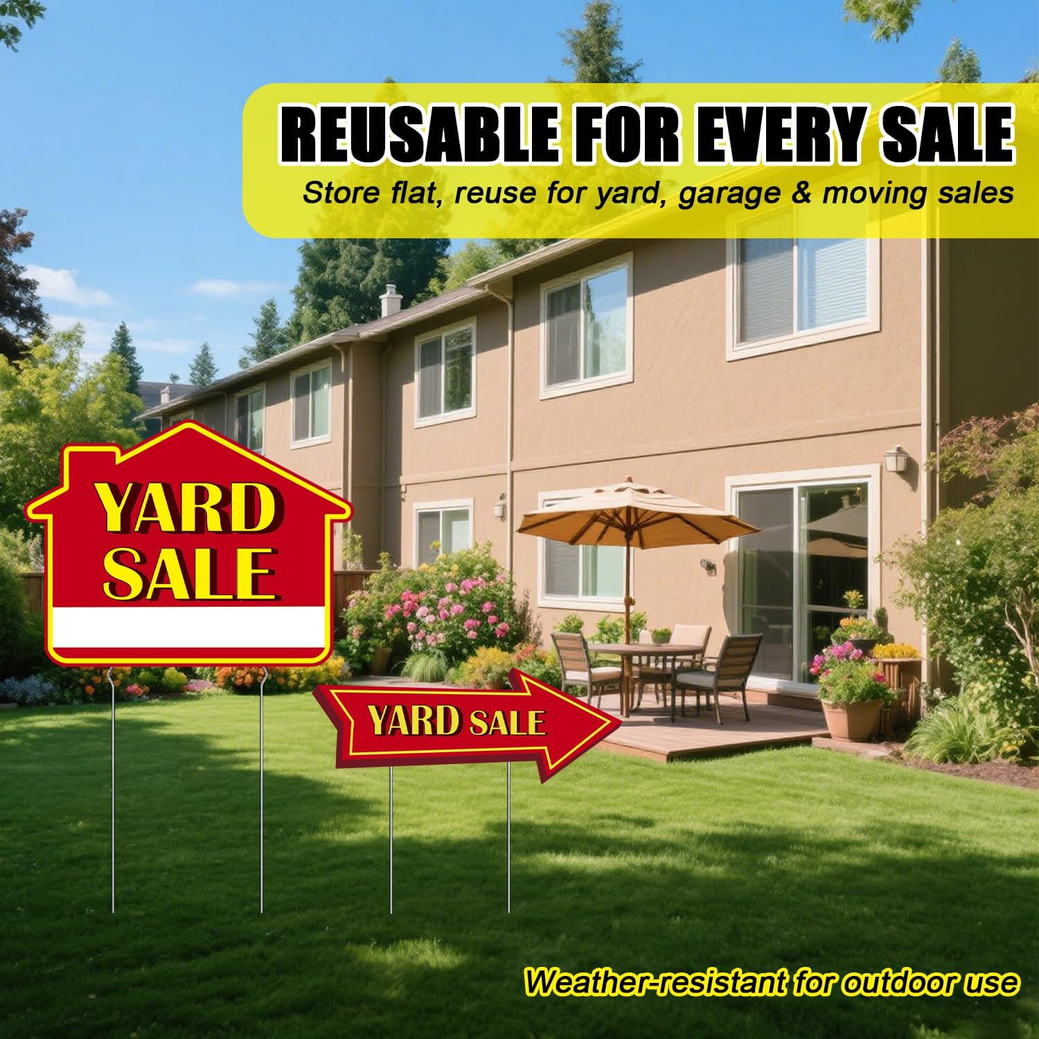 Yard Sale Signs with Stakes, 9-Piece Double-Sided Garage Sale Sign Kit with Dire