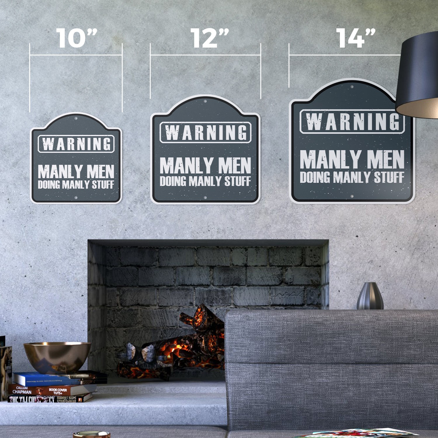 Warning Manly Men Plastic Novelty Sign Warning Men Work Garage Mancave