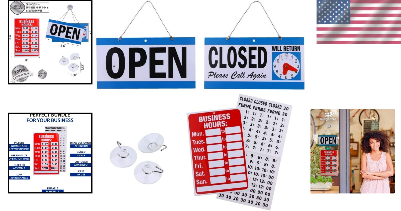 Durable Open/Closed and Office Hours Sign Bundle for Effective Business Display