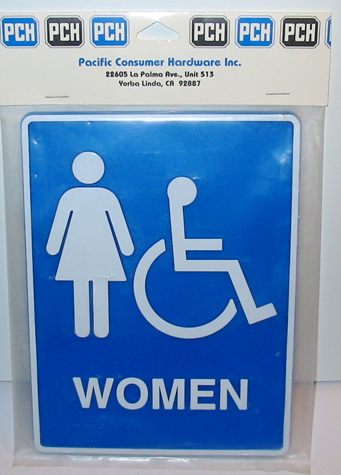 6&Prime; x 8&Prime; RESTROOM SIGN WOMEN BRAILLE HANDICAP LOGO PCH USA Made 73W