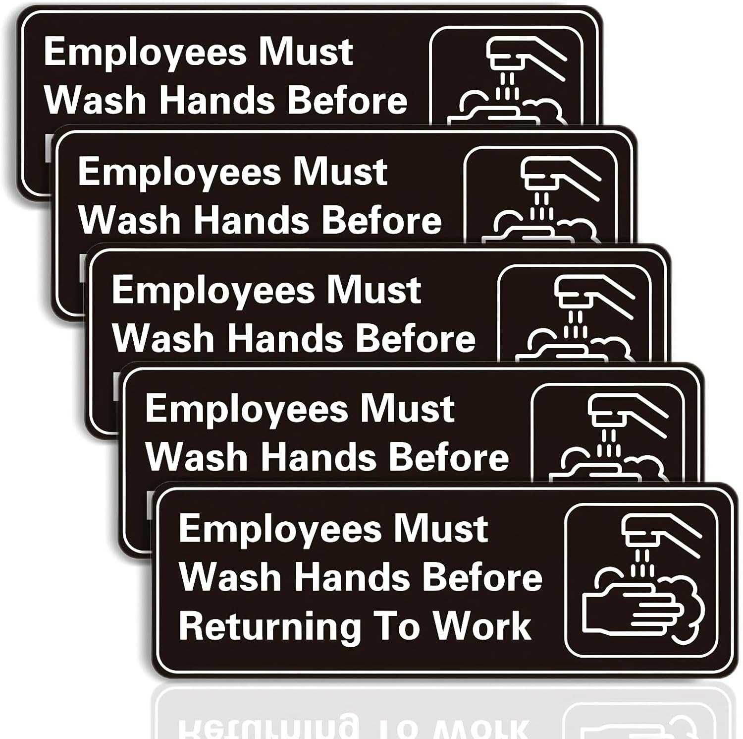 5 Pack Employees Must Wash Hands Sign,9 X 3 Inch Waterproof Acrylic Sign With Sy