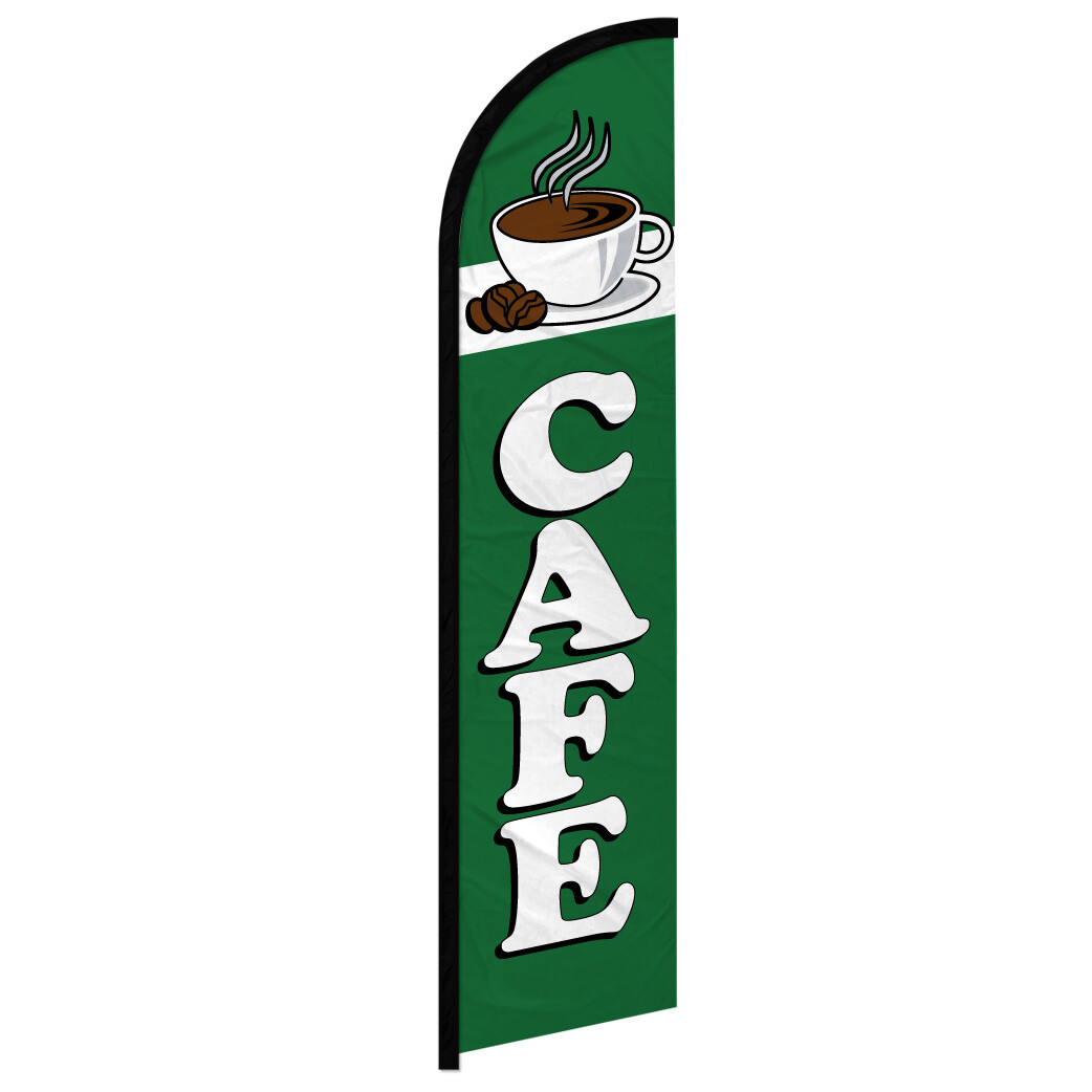 Cafe Full Curve Windless Swooper Flag Restaurant Food Drinks