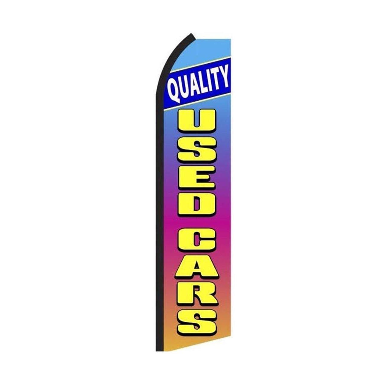 Quality Used Cars Multicolor Swooper Flutter Feather Flag | 3ft W x 11.5ft Tall