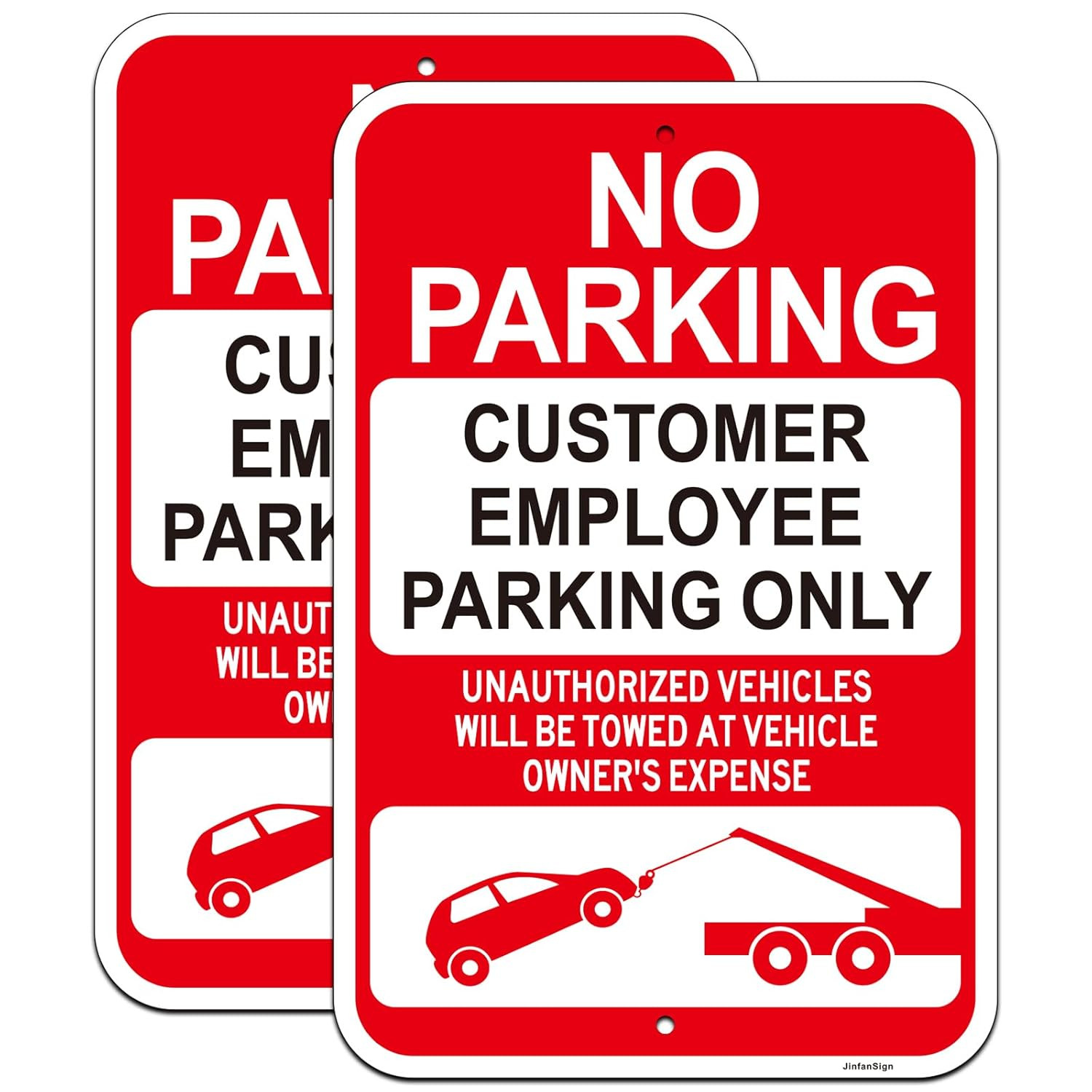 2 Pack Large No Parking Signs, Customer/Employee Parking Only Sign, 18&Prime;X12&Prime; Cust