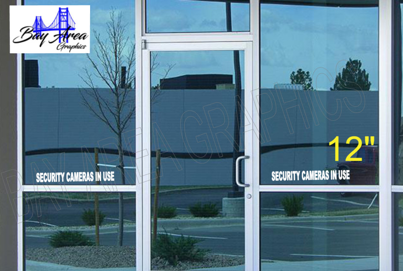 Security Cameras In Use Sticker 2 Pack Outdoor Window Vinyl Sign USA