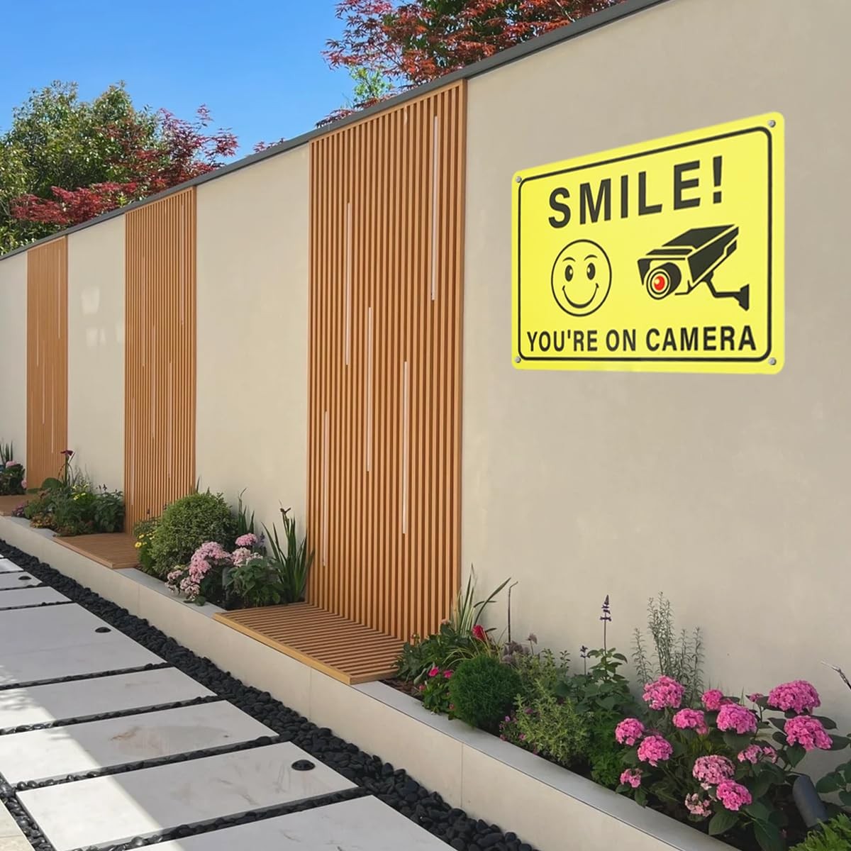 Smile You are on Camera Sign, 2-Pack 10 * 7 Inches Aluminum Video Surveillanc…
