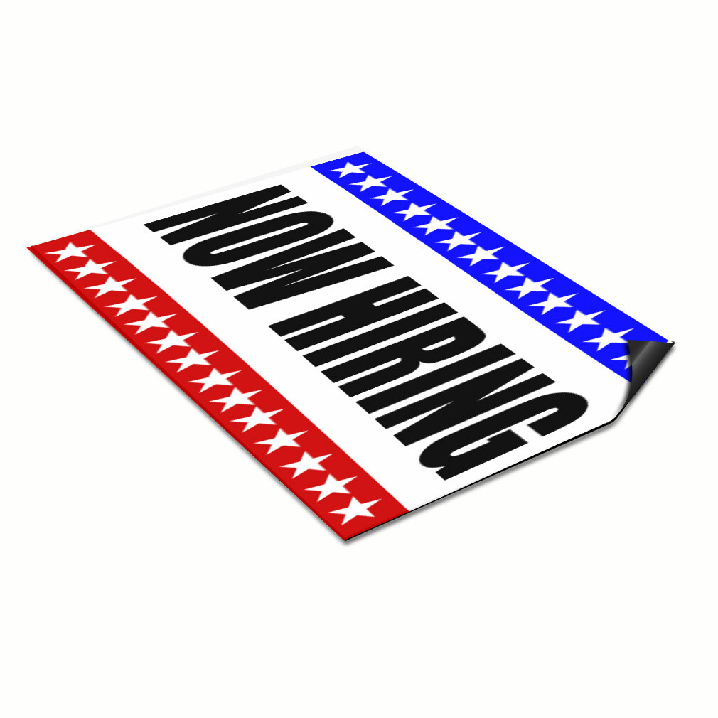Car Magnet Set of 2 Now Hiring Business A Car Advertising Industrial Sign