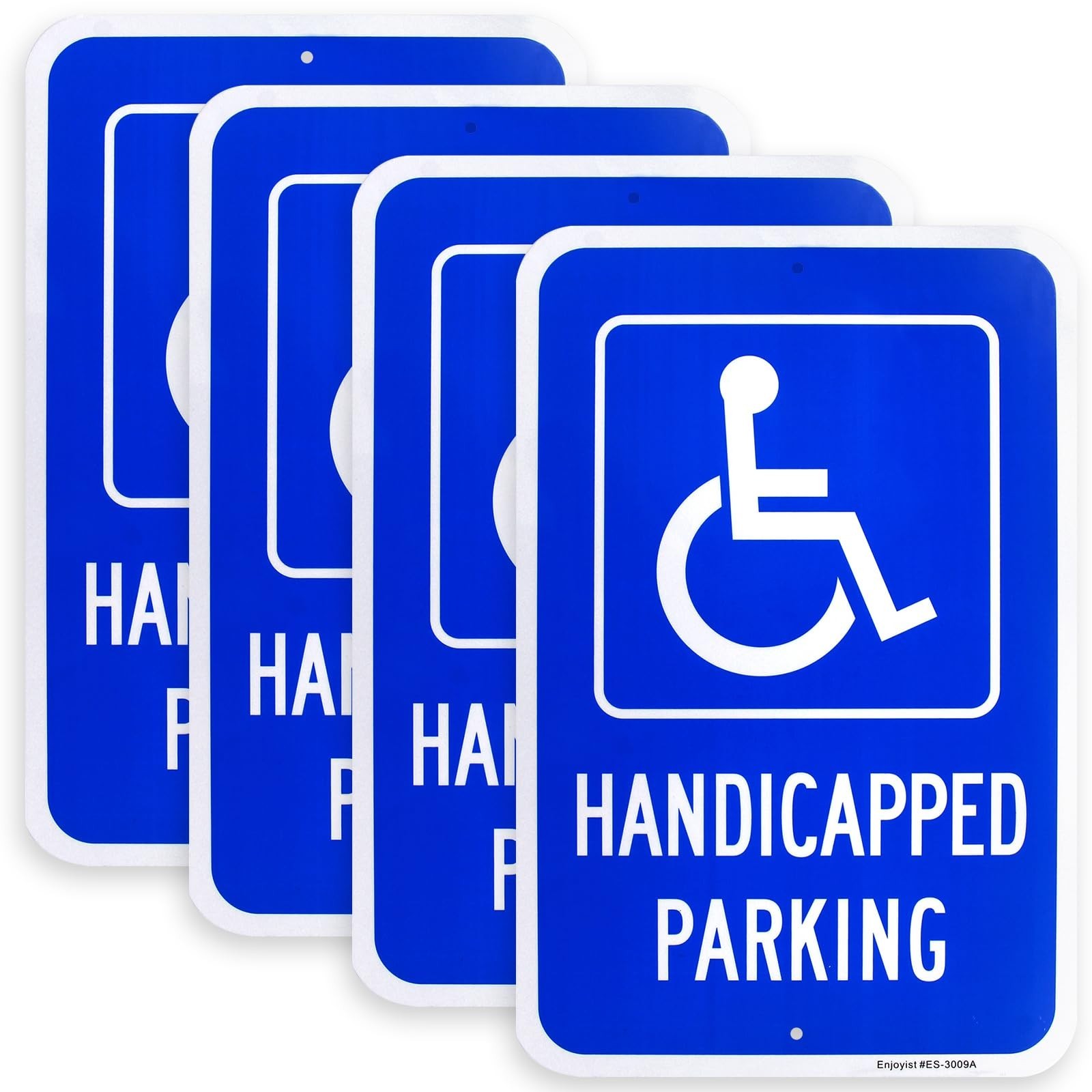 4 Pack Large Handicapped Parking Signs – 18&Prime;x12&Prime; Reflective, Rust-Free, Weatherp