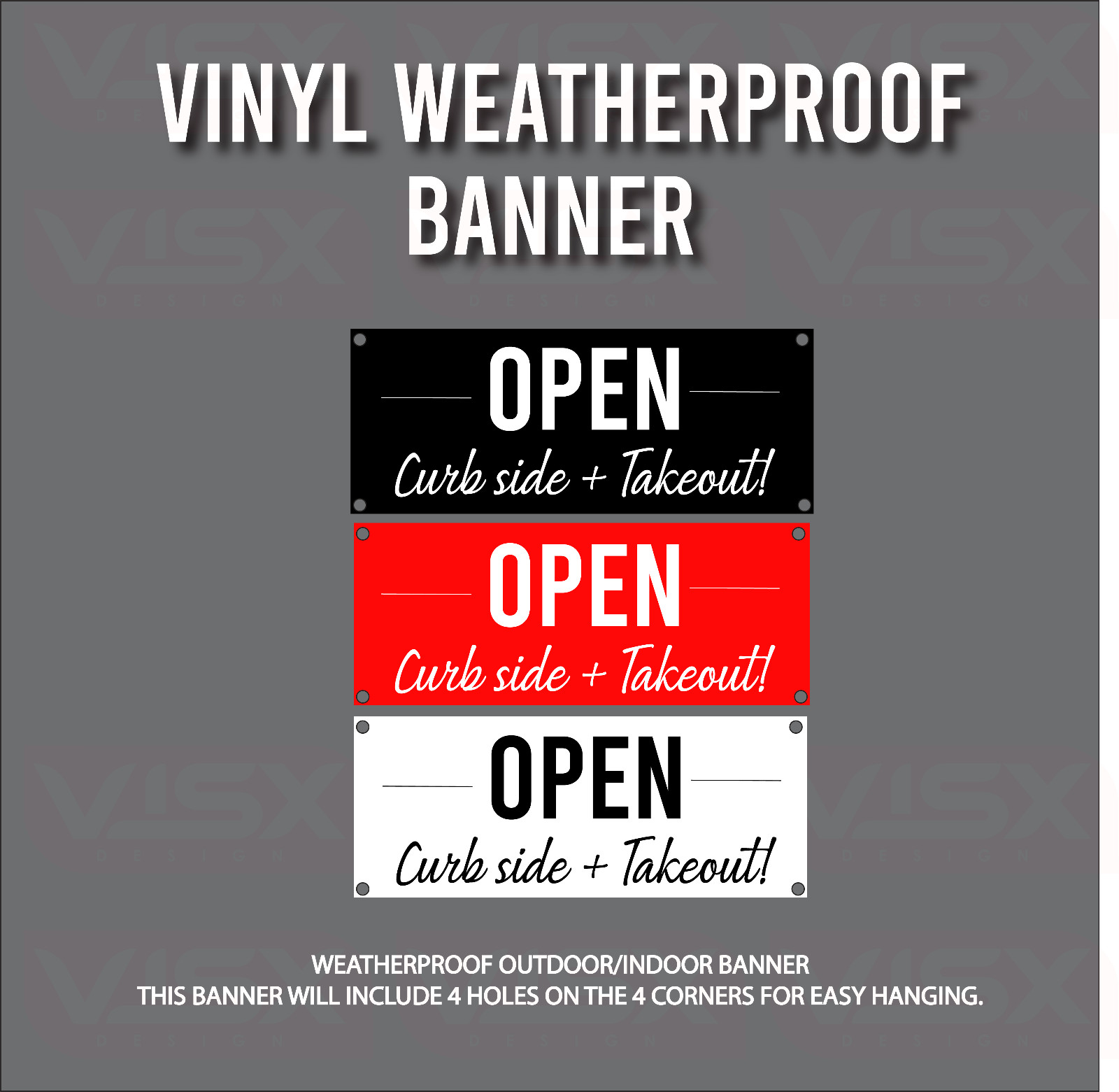 Open for curbside and takeout Restaurant food Vinyl Banner sign business shop