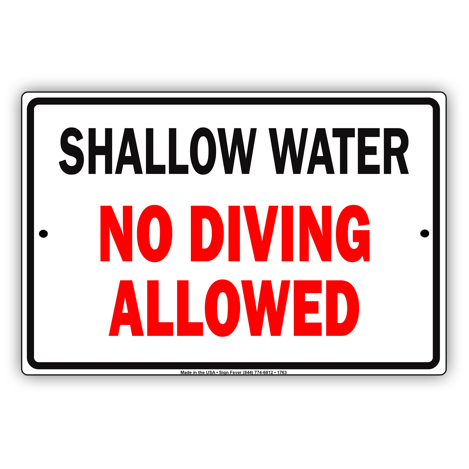 Shallow Water No Diving Shallow Water Safety Alert Notice Aluminum Metal Sign
