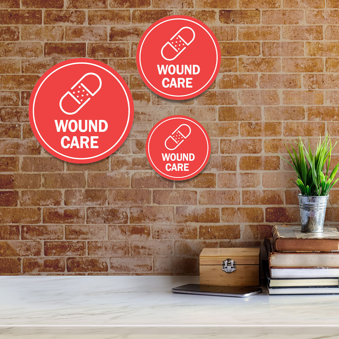 Circle Plus Wound Care Wall or Door Sign | Easy Installation