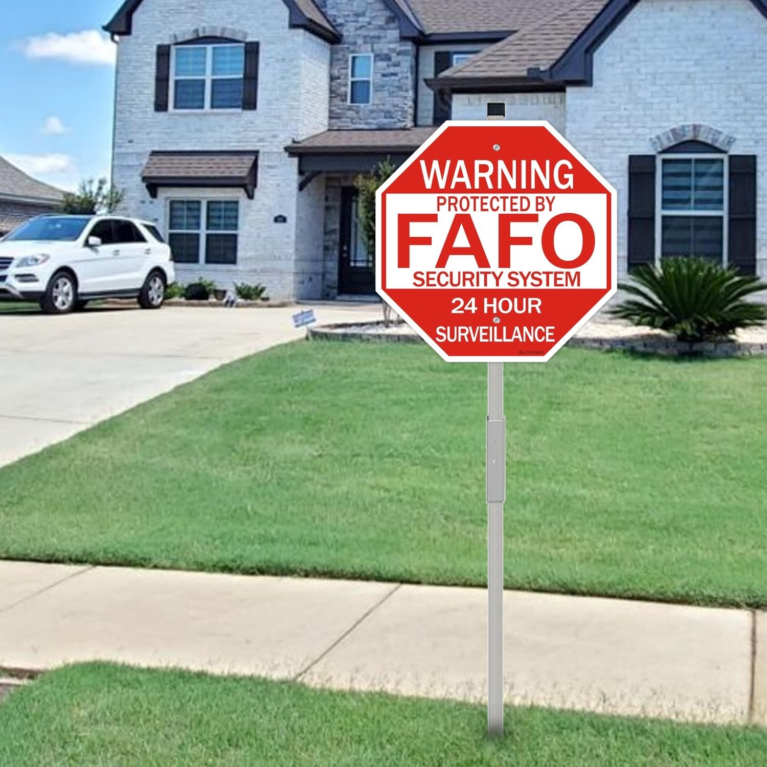 2 Pack Reflective Home Security Signs with 36&Prime; Metal Stakes – Waterproof, UV Pro