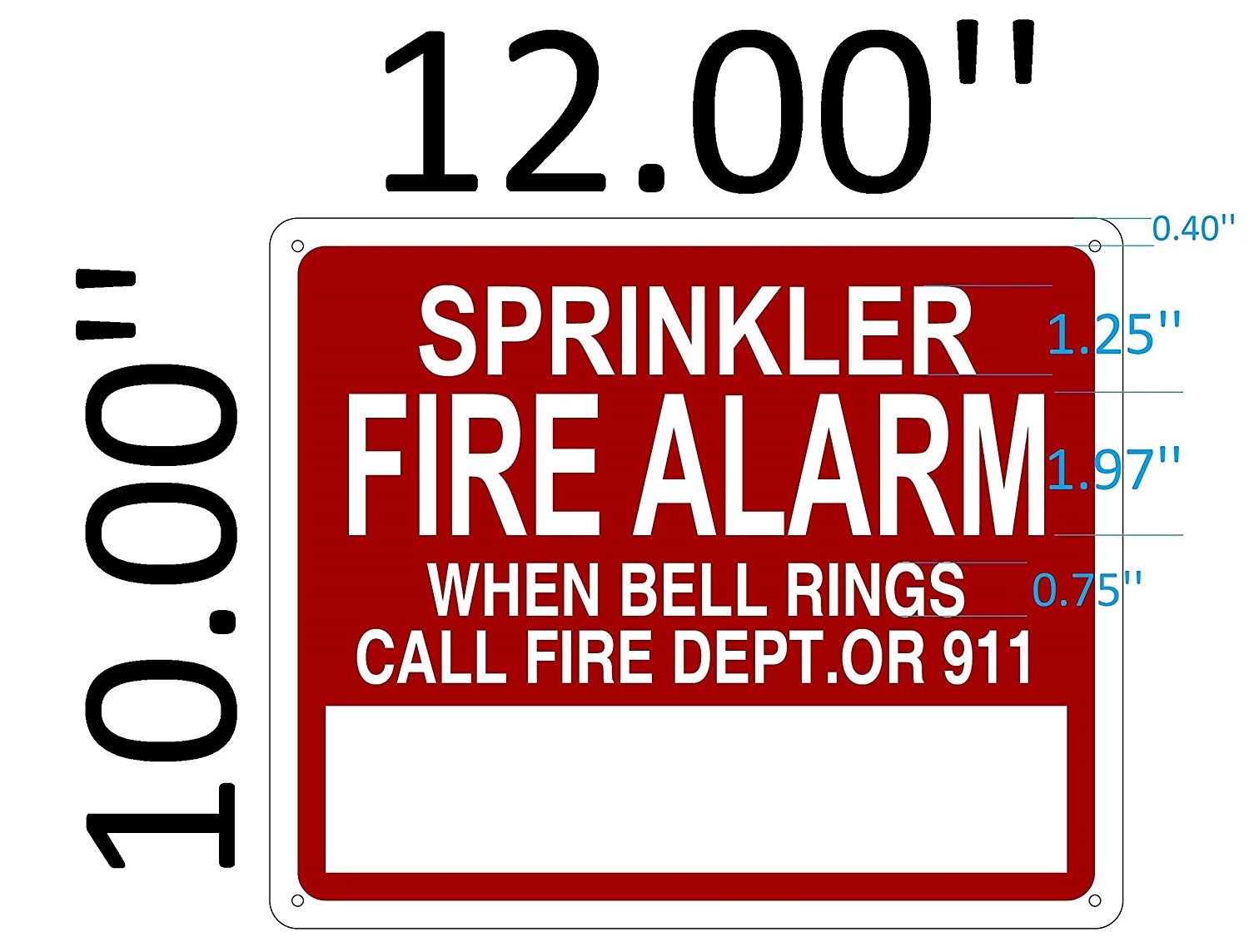 SPRINKLER FIRE ALARM-WHEN BELL RINGS CALL FIRE( Aluminium 10X12 inch)-REF24-1027