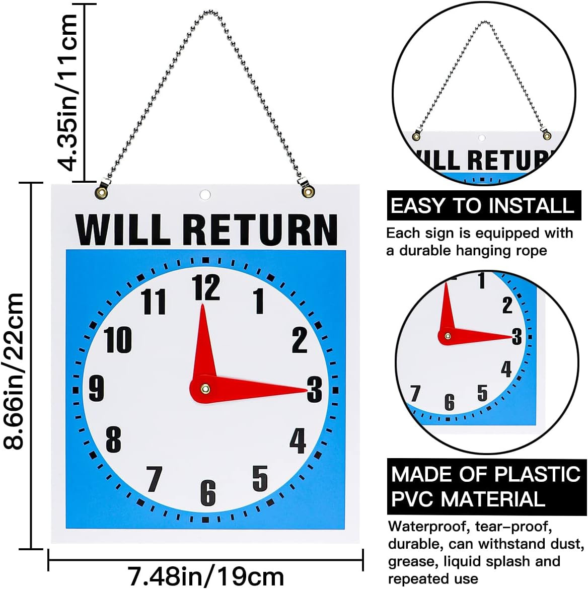 1Pcs Double- Sided Come In/Open/Will Return Sign with Clock Hands, Open and C…
