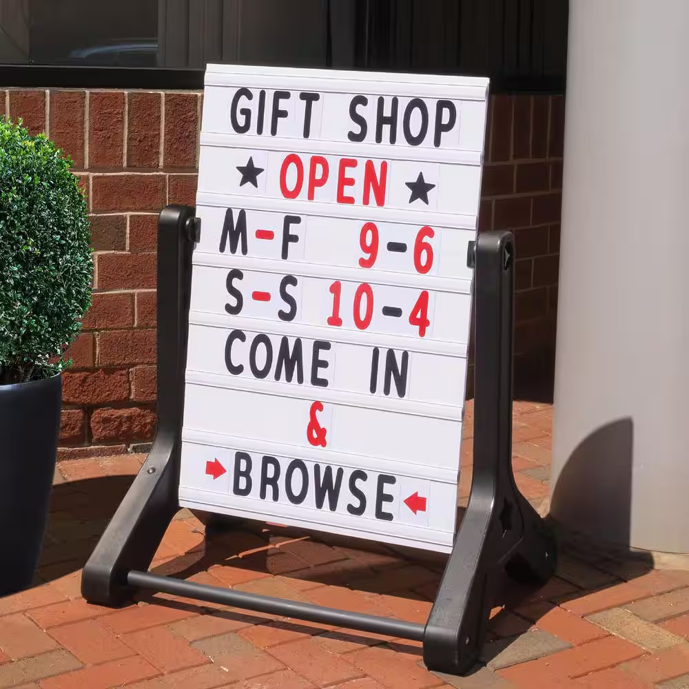 Excello 37 In. X 36 In. Swinging Message Board Sign, Black