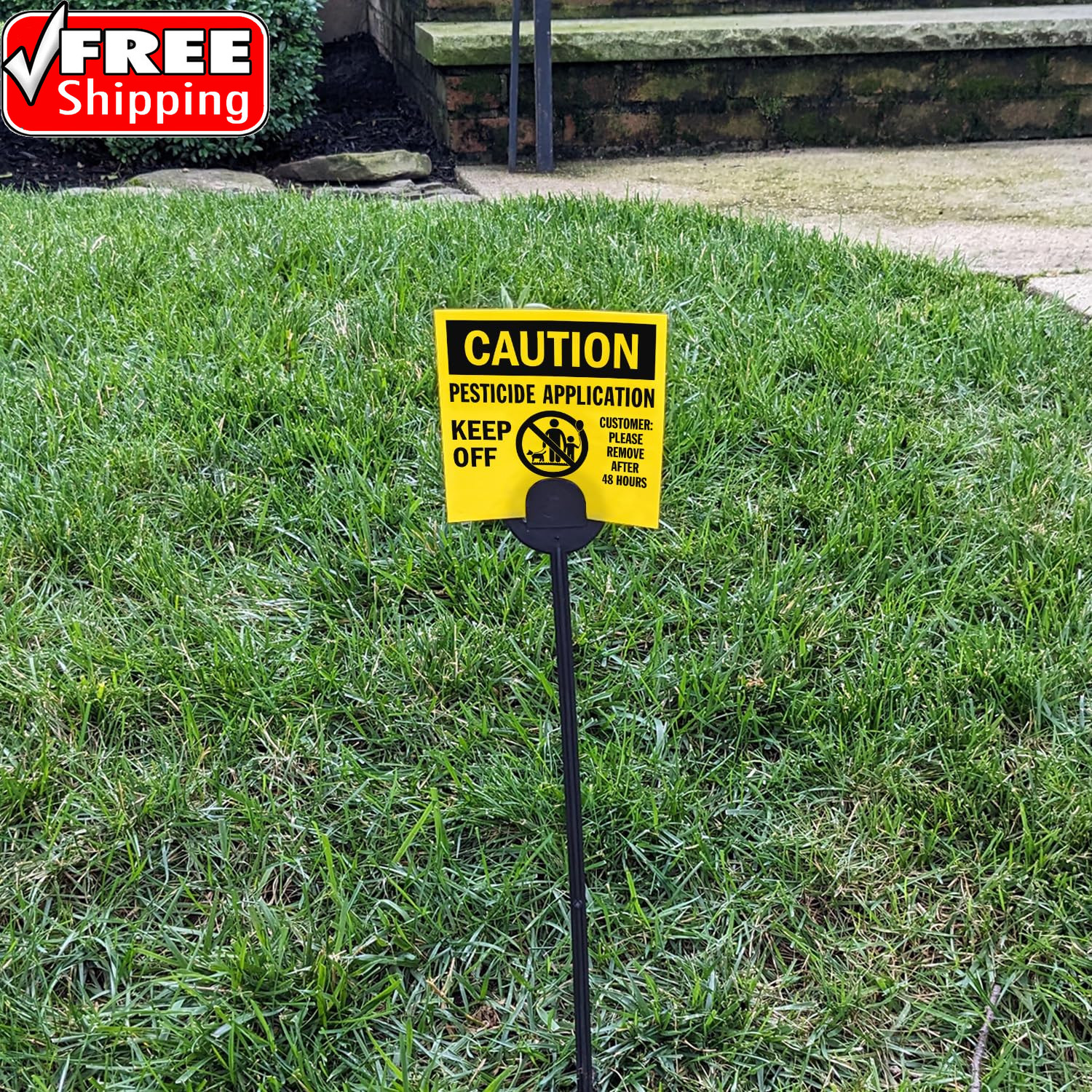 (20-Pack) Caution Pesticide Application Keep off Yard Sign with Stake, 16 Mil HD