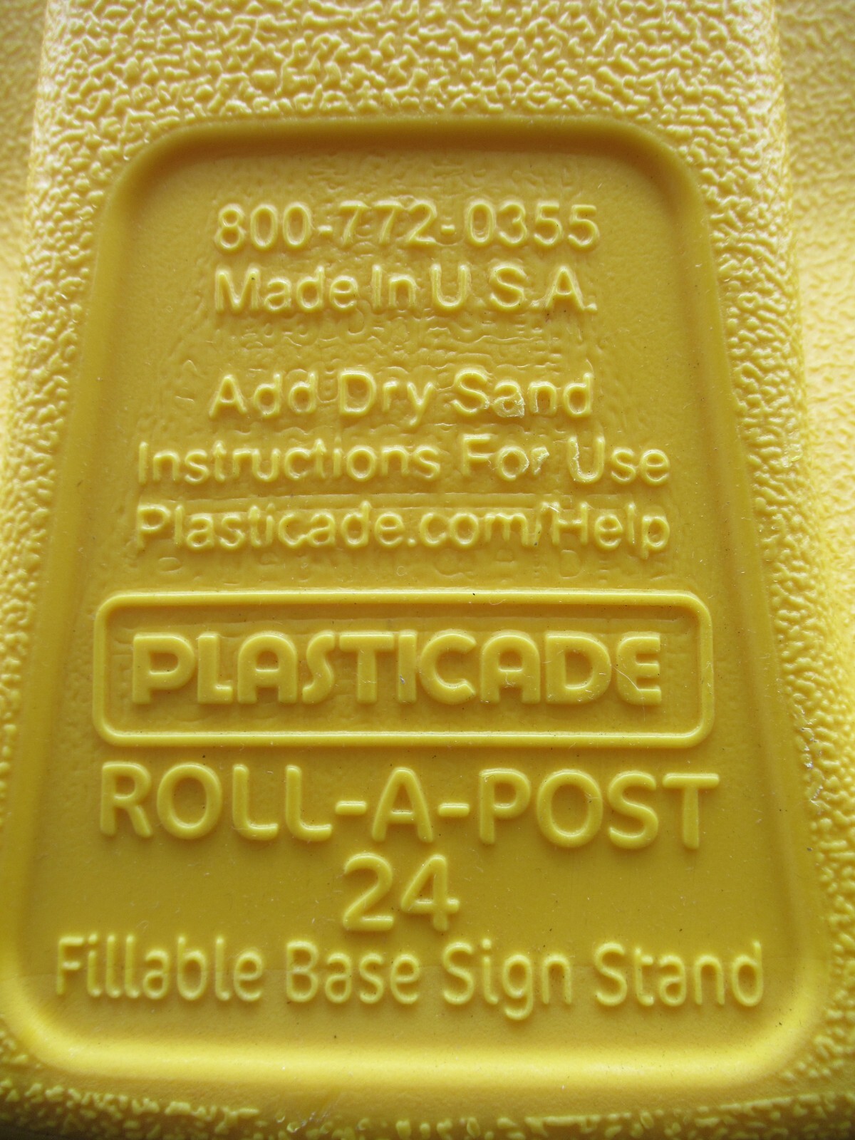 Plasticade Roll-A-Post Portable Sign Base, 24&Prime;, Plastic, Yellow