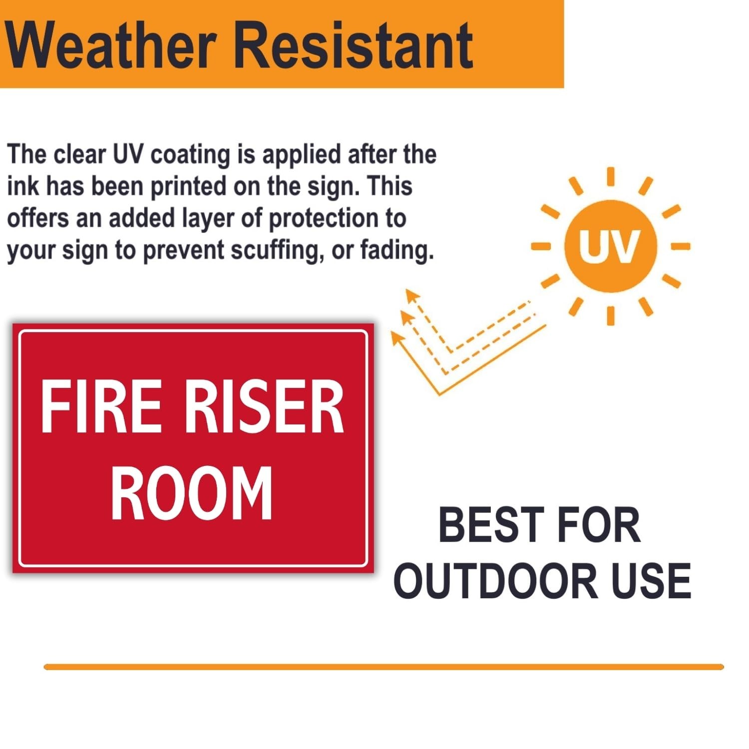 2 PCS Fire Riser Room Sign 10×7 Inch 120 Mil Plastic Weather Resistant Wall