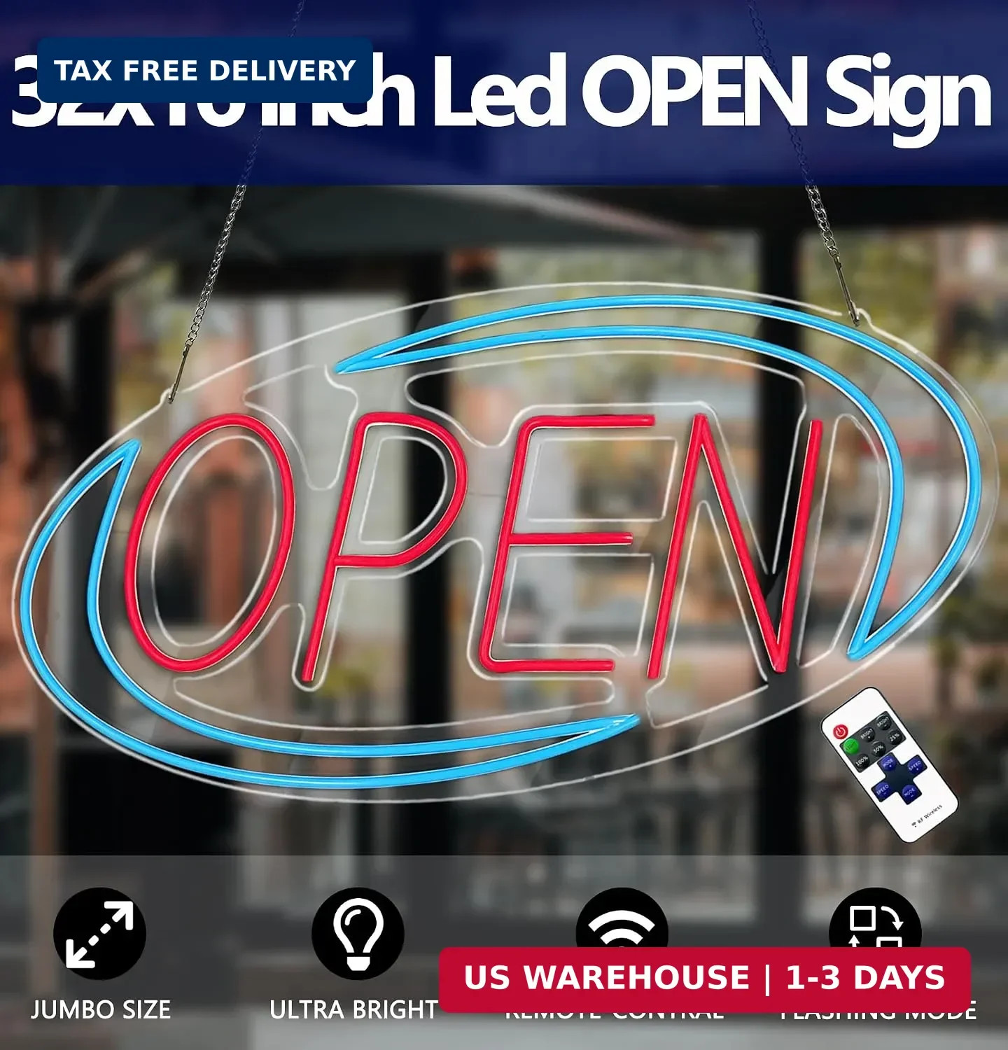 Open Signs for Business,Neon Open Sign Led,32&Prime;x 16&Prime;,Remote Control Open/Closed B