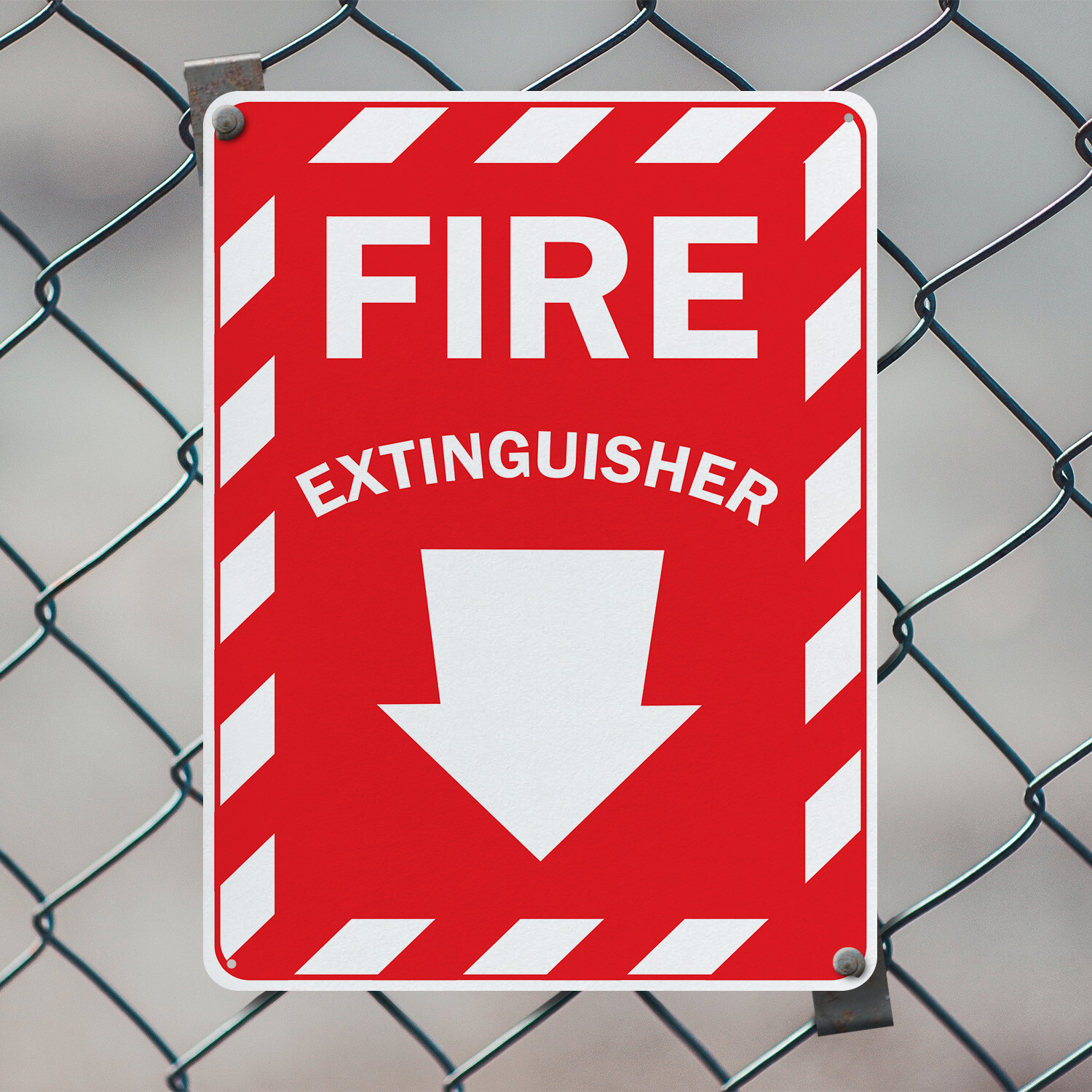 (2 Pack) Fire Extinguisher with Arrow OSHA ANSI Sign Decal Metal Plastic