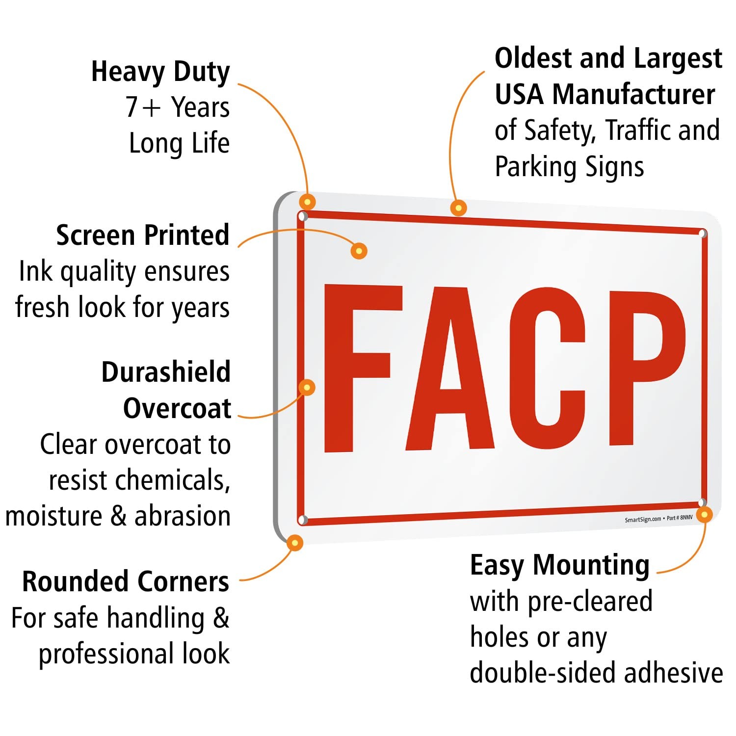 7×10 Inch Aluminum S9296AL10 FACP Warning Facility Sign Red On White Board