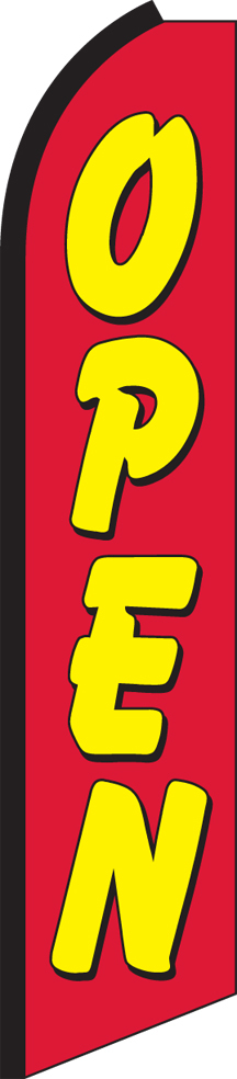 Open Red Yellow 15&prime; Tall Swooper Flag & Pole Kit Feather Super Bow Banner