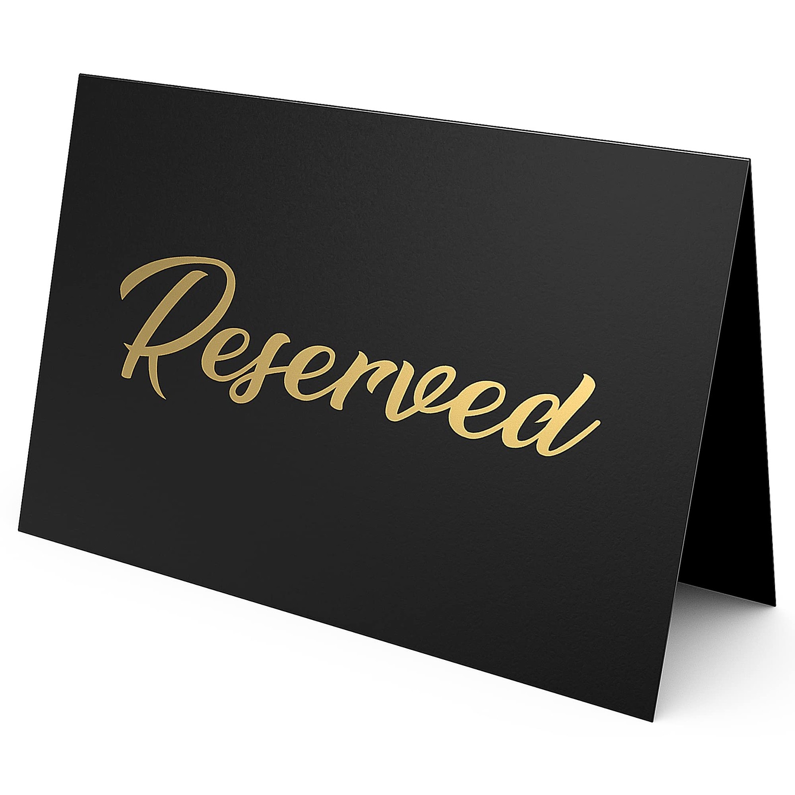 10 Pack Black Gold Cardstock Seating Double Sided Reserved Table Signs