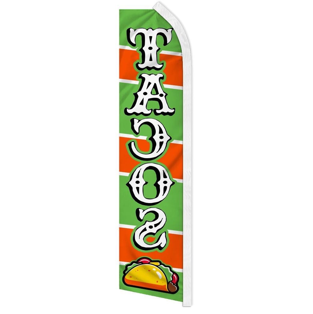 TACOS advertising super flag polyester banner sign green *POLE NOT INCLUDED*