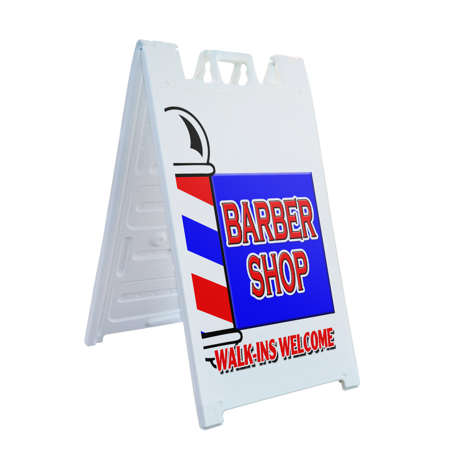 A-frame Sidewalk Barber Shop Walk-ins Welcome 24&Prime; x 36&Prime; Double Sided A-Frame Sid